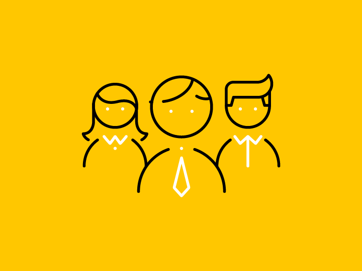 Illustration av människor på gul bakgrund